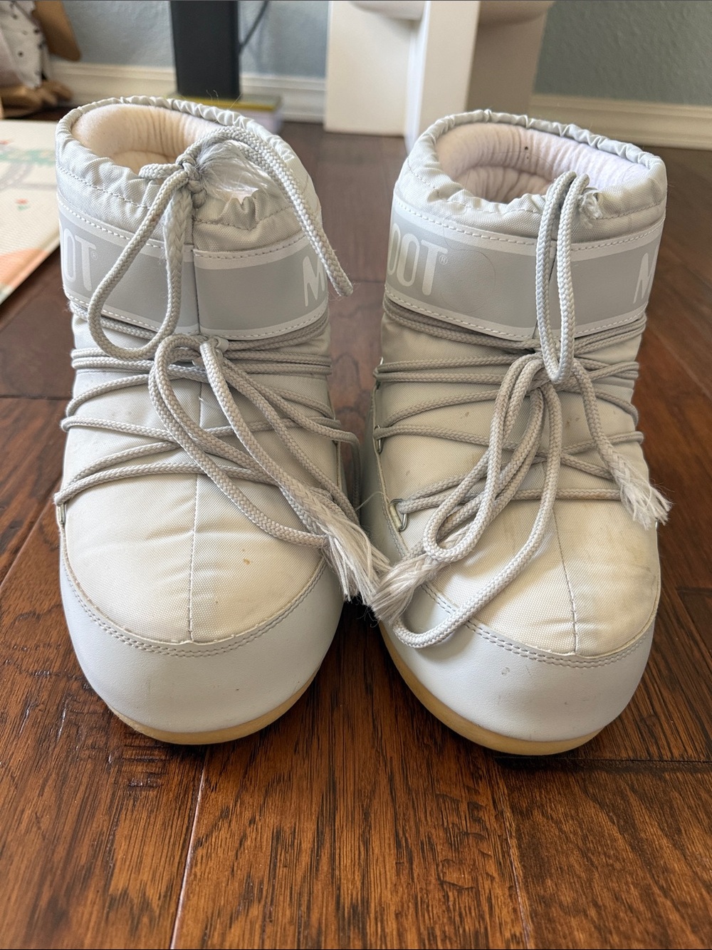 Moon Boot Light Gray & White Padded Snow Boots